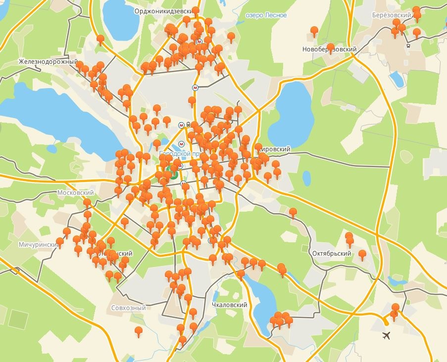 Посмотрите только, сколько магазинов сети в Екатеринбурге
